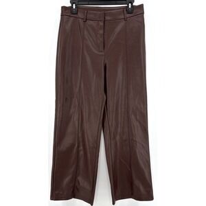 7 For All Mankind Women's Faux Leather Pants Size M Brown Y2K Straight Leg